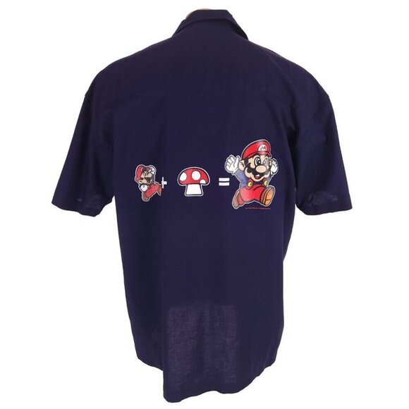 Vintage 2002 Nintendo Super Mario Logo Graphic SS Shirt Size L Mens Embroidered - Picture 2 of 10